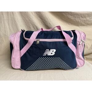 New Balance Navy Pink Gym Duffel Bag Athletic Sports Travel Workout Bag 20”
